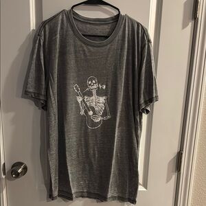Grey Lucky Brand Graphic Skeleton Guitar Men's T-Shirt